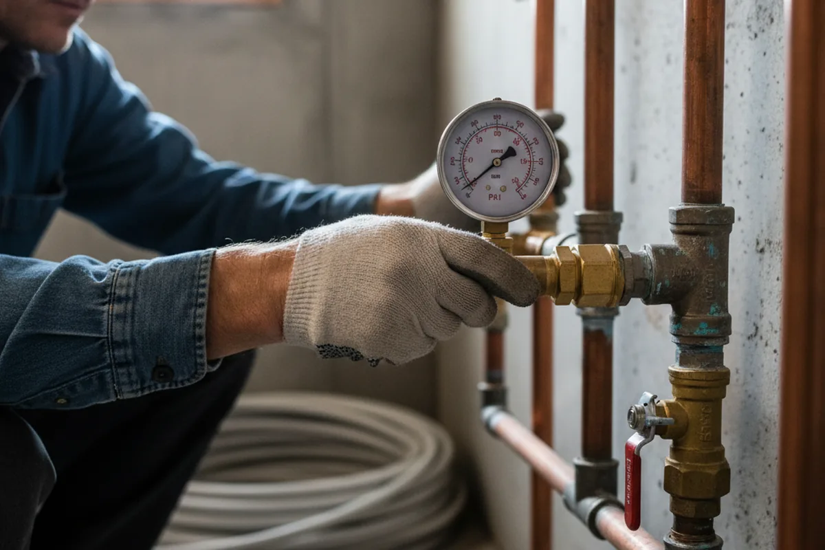 Pressure testing a repaired line during Water Line Repair in Rosemount