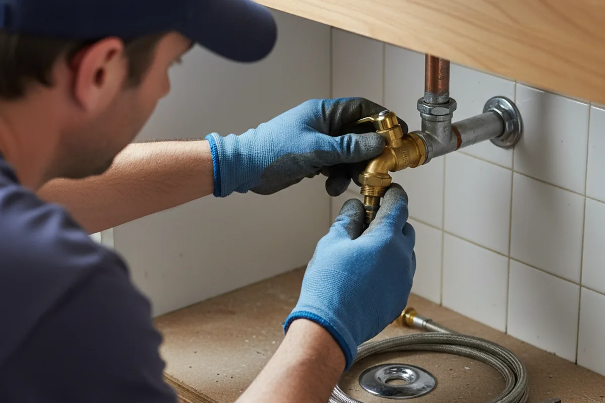 Shutoff valve and fitting work during Burst Pipe Repair in Rosemount